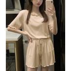 パジャマ ルームウェア メロウフリル 半袖 ショートパンツ 上下セット レディース