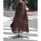 シャツワンピース たっぷりギャザーシャツワンピース