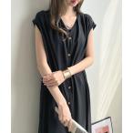 ワンピース ショルダータックロングワンピース