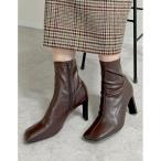 ブーツ 「累計販売数3，000足突破！」「大きいサイズ有」フェイクレザースクエアトゥミドルブーツ レディース