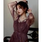 ドレス 総レースカシュクールロングドレス