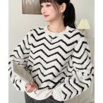 ニット セーター 「累計販売枚数1万枚突破！」6G ヘリンボーン柄ジャガードニットプルオーバー レディース