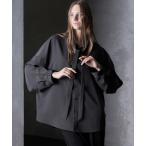 シャツ ブラウス ドレープトロミ ルーズボウタイシャツ