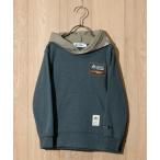 パーカー  「30」「LOGOS/ロゴス」スラブ裏起毛 ボックスロゴ刺繍 フード切り替えパーカー キッズ 子供服 男の子 女の子