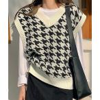 ベスト 千鳥格子柄ニットベスト