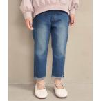 パンツ デニム ジーンズ 裾フリンジデニムパンツ 9分丈_ストレッチ
