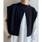 ベスト ジレ 前後2wayバッククロスショート丈ニットベスト レディース