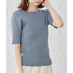 ショッピングacro ニット セーター 5分袖ボートネックベーシックリブニット/AC1133 レディース