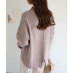 ニット セーター 天竺編み長袖バックスリットニットトップス レディース