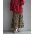 スカート 「見た目を裏切るあたたかさ」フリース裏地付き 花柄マイクロプリーツスカート