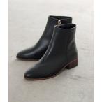 ブーツ 内側ファーのウッドヒールショートブーツ レディース