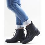 ブーツ 細足見せ シンプル 編み上げ ショートブーツ レディース