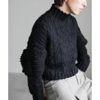 ニット ハイネックループショルダーショートニット レディース