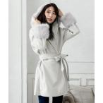コート アウター フェイクファー付きミドル丈ガウンコート/21612 レディース