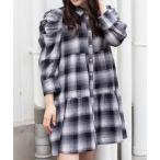 ワンピース WEGO/ティアードチェックシャツワンピ レディース