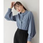 ショッピング綿100 ブラウス シャツ 「新柄追加」スタンドカラーボリュームスリーブシャツ レディース