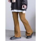 パンツ 裏起毛スリット入りフレアパンツ レディース