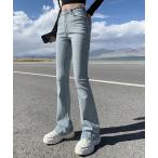  pants Denim jeans lady's lady's beautiful Silhouette flair high waist Denim pants boots cut stretch 