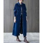シャツワンピース デニムロングシャツワンピース