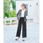 セットアップ 「3点セット」ツイードノーカラージャケット ブラウス ウエストリボン付きワイドパンツ セットアップ スーツ フォーマル セレモニー 卒業