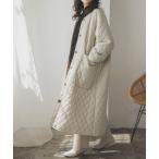 コート アウター キルト×ボアリバーシブルロングコート レディース