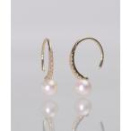 ピアス 「anq.」K10・ダイヤモンド×パール　フックピアス レディース