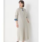 ワンピース ハニカムストレッチワッフル切り替えヘンリーワンピース