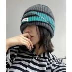 ニット帽 ニットキャップ ストライプニットビーニー レディース