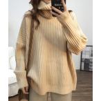 ニット セーター タートルネックリブニットセーター レディース