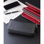 財布 レザーメッシュダブルファスナー長財布 メンズ