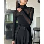 tシャツ シースルー ハイネック カットソー シアー メロウ レディース スキントップス レディース