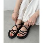 サンダル クロスストラップ厚底サンダル レディース