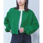 カーディガン レディース テレコ2wayスナップショートカーディガン