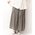 スカート ubasoku 先染めリネン83丈総�