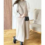 ワンピース 袖異素材カットソーワンピ―ス