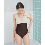 水着 深Vネックシンプルワンピース/水着 レディース