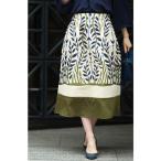 スカート 北欧風リーフ柄ジャガードスカート