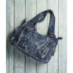 ショッピングレディ 夏 ショルダーバッグ BLACK JACKALL CROWN デニム スタッズ デコレーション 2WAY ショルダーバッグ トートバッグ メンズ レディー