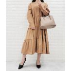 シャツワンピース 長袖ティアードシャツワンピース