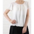 ブラウス シャツ 半袖 フロントタック フレア袖 シフォンブラウス レディース