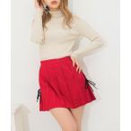 スカート レースアッププリーツミニスカパン「M〜3L」