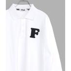 ポロシャツ メンズ FILA/フィラ ワッペンロゴ刺繍 ナンバリング 綿100% ドロップショルダー 長袖ポロシャツ