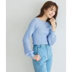 ショッピングパフスリーブ ニット セーター パフスリーブリブニットプルオーバー レディース