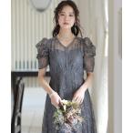 ドレス ギャザースリーブ パーティードレス 大きいサイズ七分袖＆ミモレ丈結婚式フォーマルオケージョンドレスお呼ばれ 二次会 成人式 同窓会 謝恩会 2