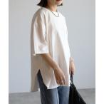 tシャツ 「USAコットン」コットンラウンドヘムサイドスリットTシャツ レディース