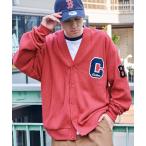 カーディガン 【CODDERR】サガラ刺繍ワッペン ビッグシルエットワッフルカーディガン