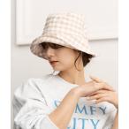 帽子 ハット ギンガムチェックバケツハット レディース
