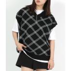 ベスト ジレ チェック柄Vネックニットベスト メンズ レディース ユニセックス メンズ レディース