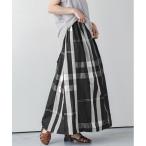 スカート チェック柄ボリュームフレアスカート