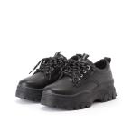 スニーカー 厚底レースアップラウンドフォルムスニーカー レディース